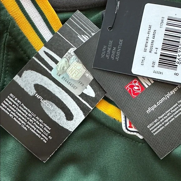 Youth size Small (8) Green and Gold Jersey with Number 12 New with tags - Picture 3 of 16